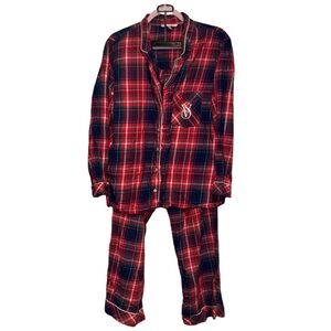 Victoria's Secret Red and Navy Plaid Kids Pajama Set